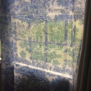 Vintage Laura Ashley Toile Sheer Fabric 3 + yards
